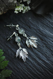 Leaf earrings Cow parsley Silver botanical jewelry Agate moss