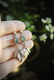 Leaf earrings Cow parsley Silver botanical jewelry Agate moss