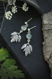 Leaf earrings Cow parsley Silver botanical jewelry Agate moss