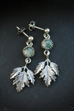 Leaf earrings Cow parsley Silver botanical jewelry Agate moss