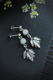 Leaf earrings Cow parsley Silver botanical jewelry Agate moss