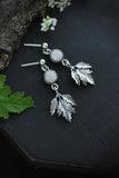 Leaf earrings Cow parsley Silver botanical jewelry Agate moss