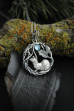 Ermine silver necklace Animal totem pendant Nature forest jewelry