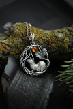 Ermine silver necklace Animal totem pendant Nature forest jewelry