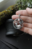 Ermine silver necklace Animal totem pendant Nature forest jewelry