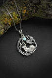 Ermine silver necklace Animal totem pendant Nature forest jewelry