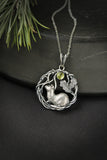 Ermine silver necklace Animal totem pendant Nature forest jewelry