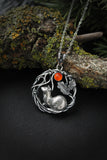 Ermine silver necklace Animal totem pendant Nature forest jewelry