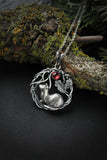 Ermine silver necklace Animal totem pendant Nature forest jewelry