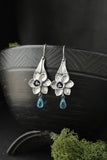 Daffodil flower earrings Silver botanical jewelry Floral bridal earrings