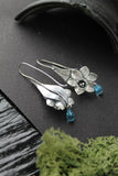 Daffodil flower earrings Silver botanical jewelry Floral bridal earrings