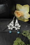 Daffodil flower earrings Silver botanical jewelry Floral bridal earrings