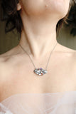 Viola necklace Silver flower pendant Bridal Jewelry Wedding