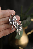 Viola flower earrings Silver botanical jewelry Floral bridal earrings
