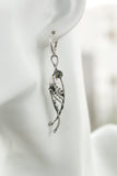 Mushroom and leaf Silver earrings with labradorite Botanical jewelry Plant earrings