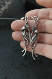 Mushroom and leaf Silver earrings with labradorite Botanical jewelry Plant earrings
