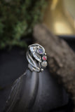 Elven proposal ring with twigs and tiny leaves Silversmithing