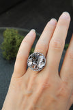 Oak and Ginkgo silver ring Plant jewelry Silversmithing