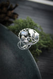 Oak and Ginkgo silver ring Plant jewelry Silversmithing