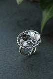 Oak and Ginkgo silver ring Plant jewelry Silversmithing