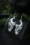 Crescent moon earrings, Silver flower jewelry, Floral bridal earrings