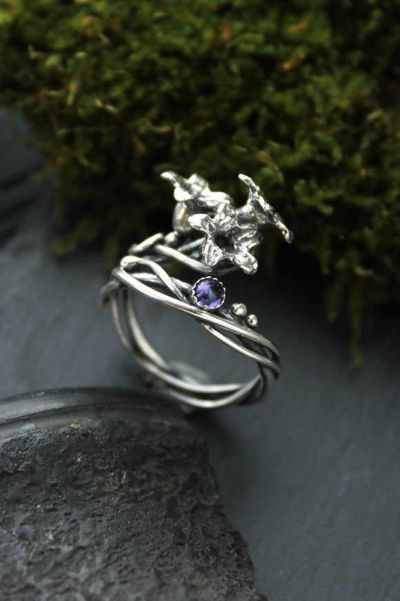 Hyacinth silver ring Adjustable floral ring Botanical jewelry