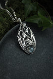 Mouse and Snowdrop necklace Spring flower pendant Blooming silver flowers