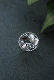 Oak and Ginkgo silver ring Plant jewelry Silversmithing
