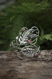 Foxglove and fern silver bracelet with tourmaline Elven jewelry