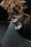 Monstera leaves ring Silver plant agate moss ring