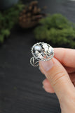 Oak and Ginkgo silver ring Plant jewelry Silversmithing