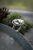 Oak and Ginkgo silver ring Plant jewelry Silversmithing