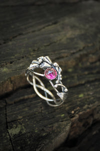 Foxglove silver ring Elven engagement ring Botanical floral jewelry