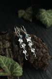 Elven earrings with ivy leaves and emerald