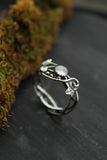 Ivy leaf ring Silver botanical jewelry Elven proposal ring