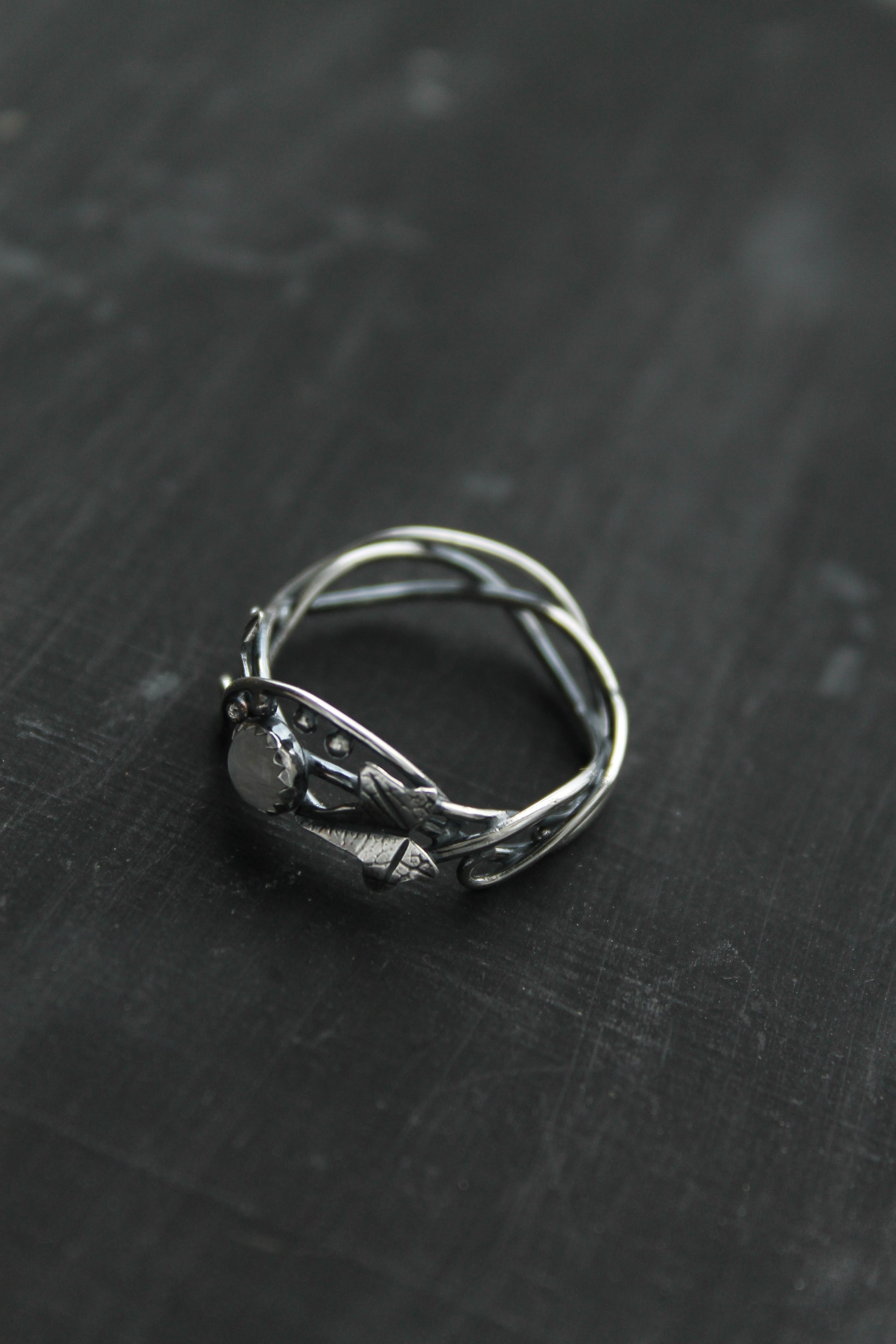 Ivy leaf ring Silver botanical jewelry Elven proposal ring