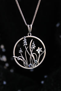 Muscari flower pendant Artisan botanical jewelry