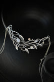 Willow necklace Silver botanical pendant Twig jewelry Elven style