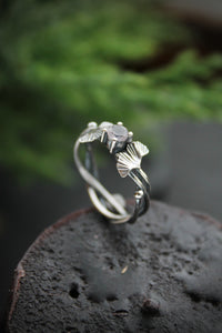 Ginkgo leaf ring Botanical jewelry Plant ring proposal idea