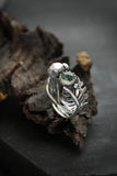 Monstera and mushrooms ring Silver botanical agate moss ring