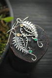 Fern earrings Elven jewelry Botanical earrings Silversmithing