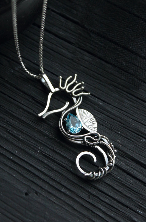 Seahorse pendant ooak nautical jewelry