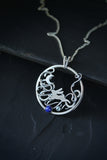 Moon rabbit pendant Artisan silver jewelry
