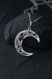 Silver moon pendant Artisan jewelry Celestian necklace