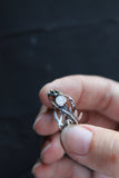 Silver fern leaf ring Elven engagement ring Botanical jewelry