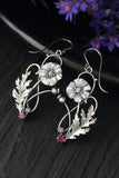 Poppy earrings Silversmithing Floral jewelry Botanical style