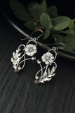 Poppy earrings Silversmithing Floral jewelry Botanical style