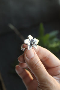 Flower ring Orchid silver jewelry proposal ring Elven style