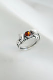 Mushroom ring with amber Sterling silver elven ring