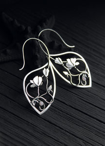 Magnolia flower earrings Design jewelry